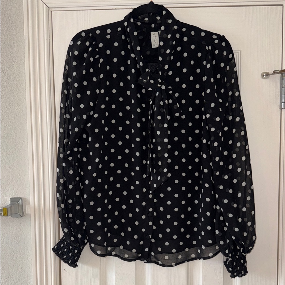Joie Black and White Polka Dot Blouse